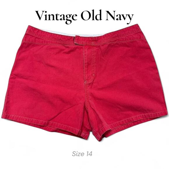 Y2K Old Navy Vibrant Red Vintage Swimwear Boy Shorts 100% cotton size Large - Picture 1 of 12